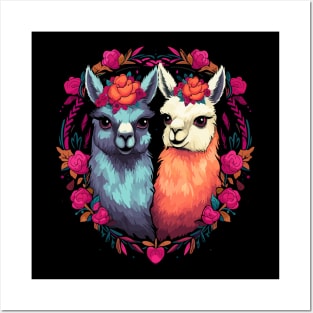 Alpaca Couple Valentine Posters and Art